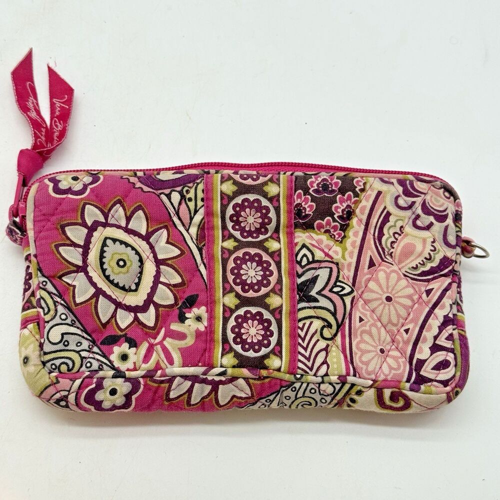 Vera Bradley Very Berry Paisley Zip Around Quilted Wallet Pink No Strap Retired